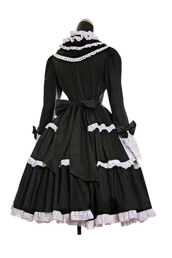 Adult Costume Long Sleeve Black and White Lolita Dress - Click Image to Close